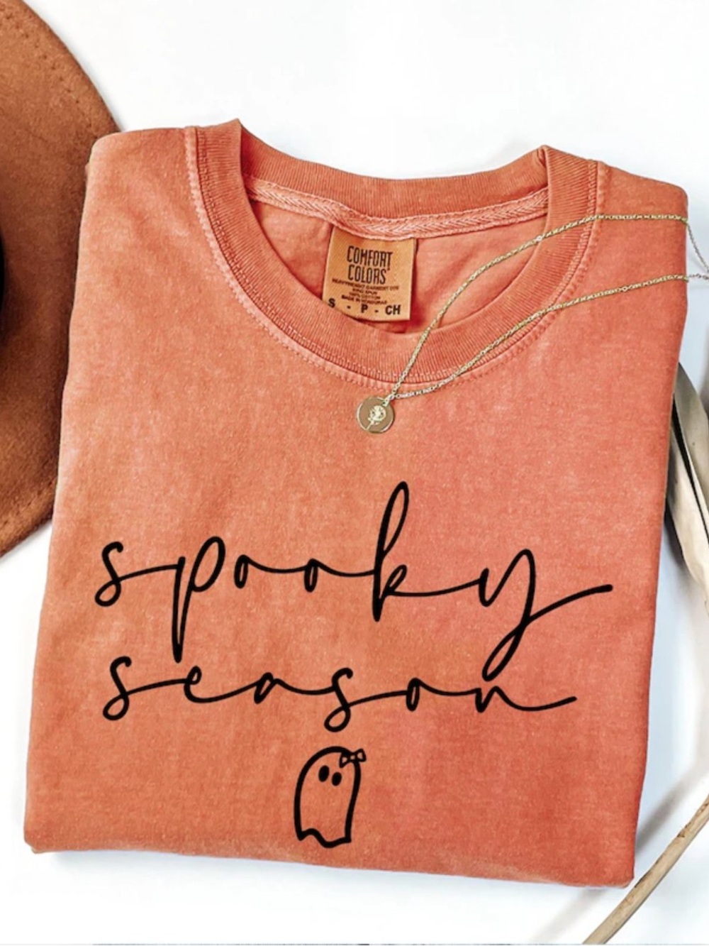 Spooky Season Cute Ghost Orange Comfort Color T-Shirt